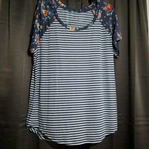 Torrid size 2, floral/strip tee